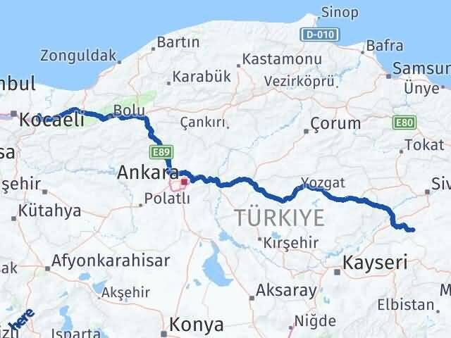 Sivas Altınyayla Sakarya Arası Kaç Km - Yol Haritası