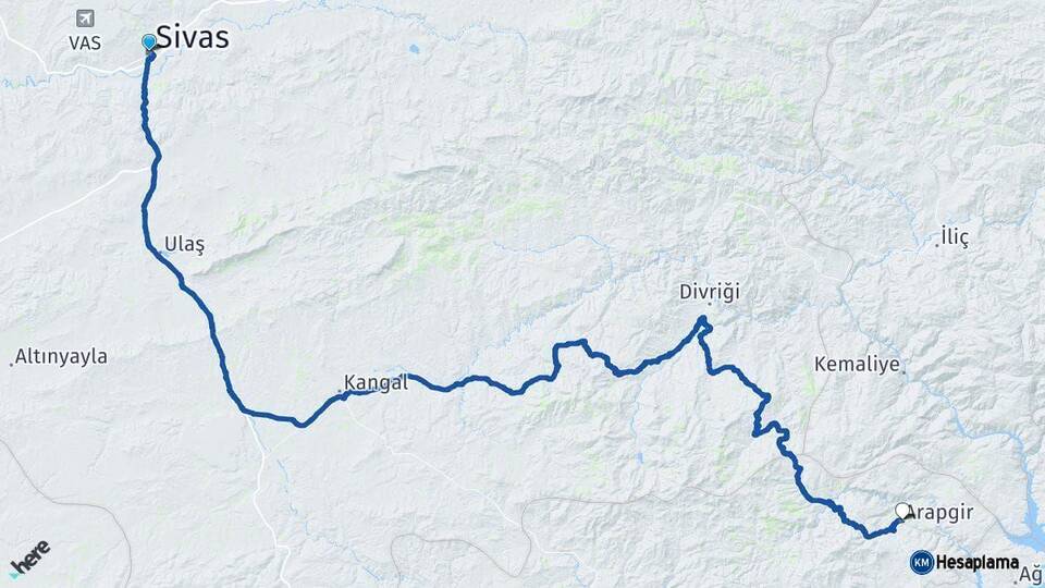 Sivas Arapgir Malatya Arası Kaç Km - Yol Haritası
