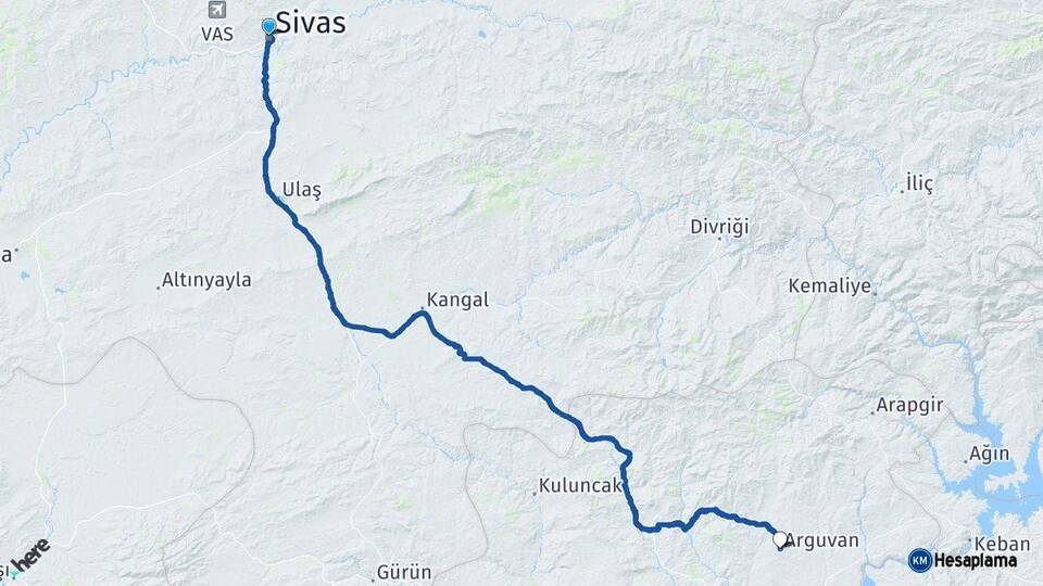 Sivas Arguvan Malatya Arası Kaç Km - Yol Haritası