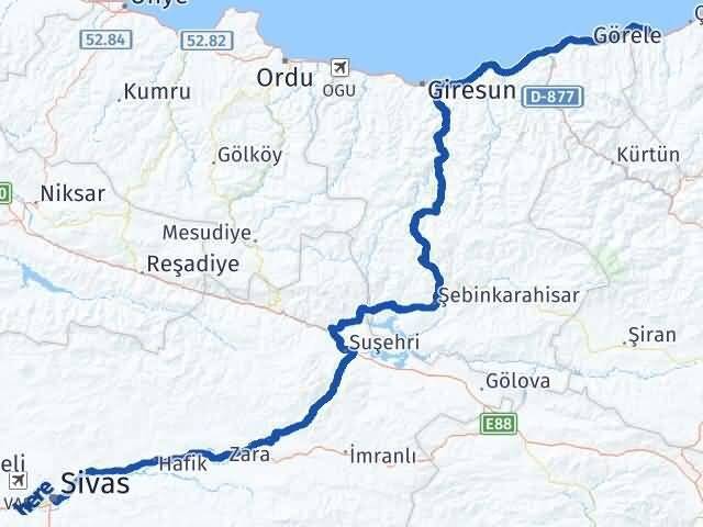 Sivas Beşikdüzü Trabzon Arası Kaç Km - Yol Haritası