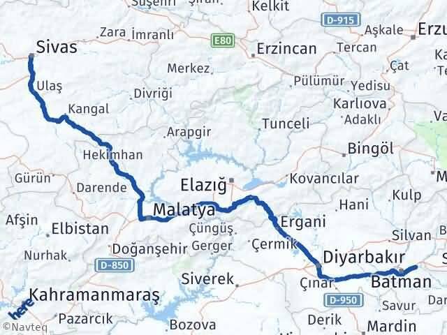 Sivas Beşiri Batman Arası Kaç Km - Yol Haritası