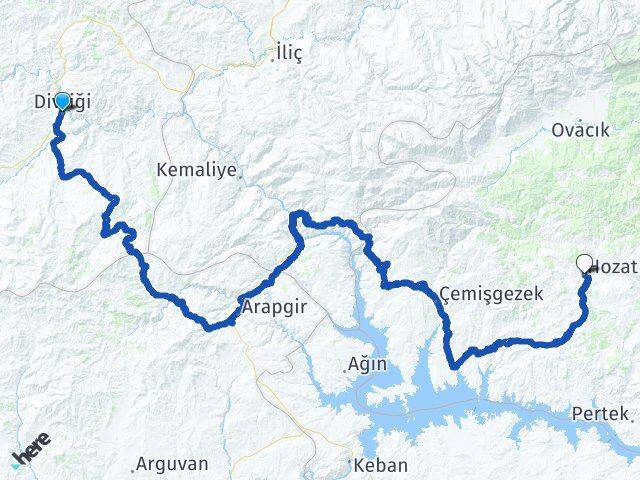 Sivas Divriği Hozat Tunceli Arası Kaç Km - Yol Haritası