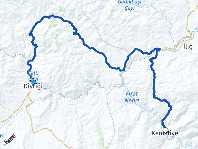 Sivas Divriği Kemaliye Erzincan Arası Kaç Km - Yol Haritası