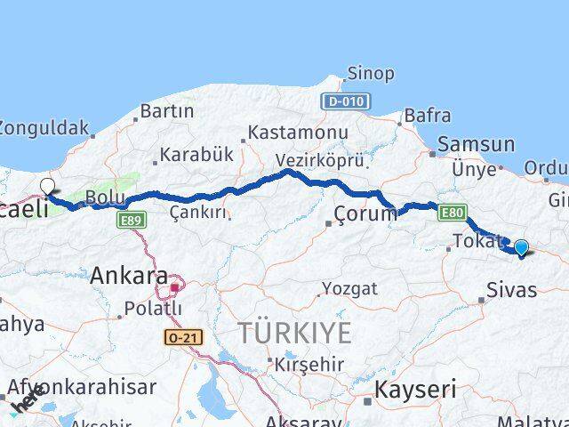 Sivas Doğanşar Düzce Arası Kaç Km - Yol Haritası
