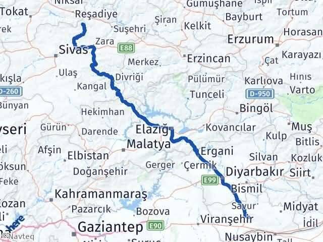 Sivas Doğanşar Mardin Arası Kaç Km - Yol Haritası