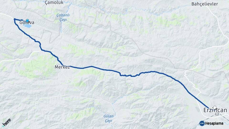 Sivas Gölova Erzincan Arası Kaç Km - Yol Haritası