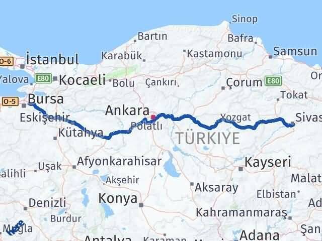 Sivas Gürsu Bursa Arası Kaç Km - Yol Haritası