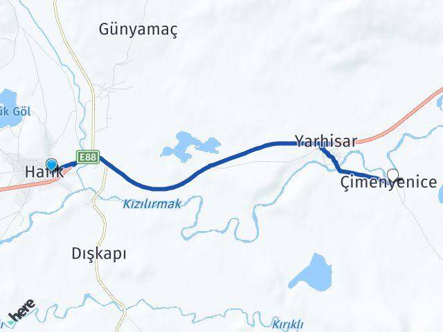 Sivas Hafik Çimenyenice Hafik Arası Kaç Km - Yol Haritası
