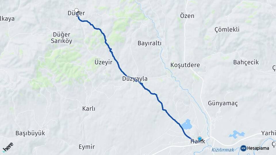 Sivas Hafik Düğer Hafik Arası Kaç Km - Yol Haritası