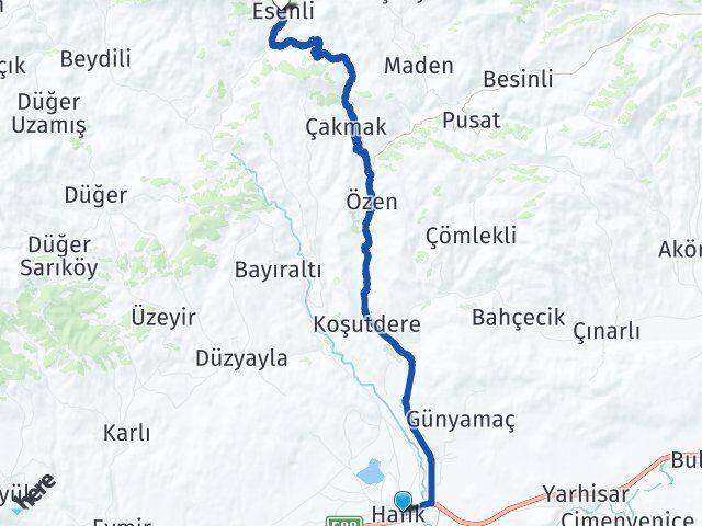Sivas Hafik Esenli Hafik Arası Kaç Km - Yol Haritası