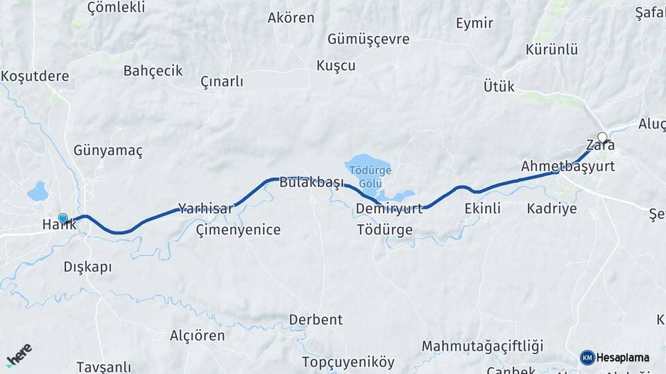 Sivas Hafik Zara Arası Kaç Km - Yol Haritası