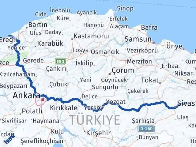 Sivas Hafik Zonguldak Arası Kaç Km - Yol Haritası