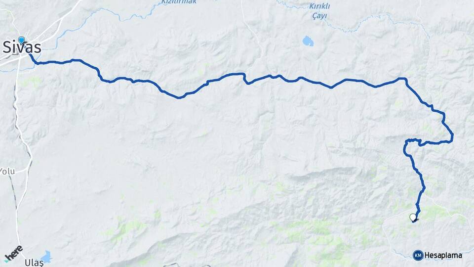 Sivas Körpınar Zara Arası Kaç Km - Yol Haritası