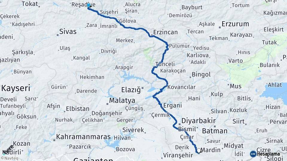Sivas Koyulhisar Mardin Arası Kaç Km - Yol Haritası