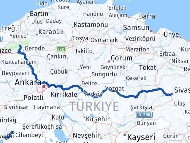 Sivas Mengen Bolu Arası Kaç Km - Yol Haritası
