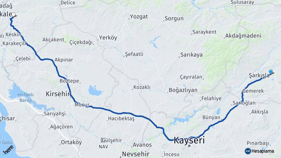 Sivas Şarkışla Kırıkkale Arası Kaç Km - Yol Haritası