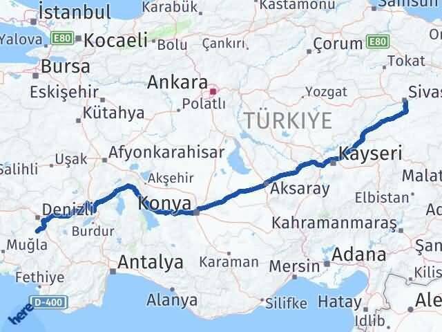 Sivas Tavas Denizli Arası Kaç Km - Yol Haritası