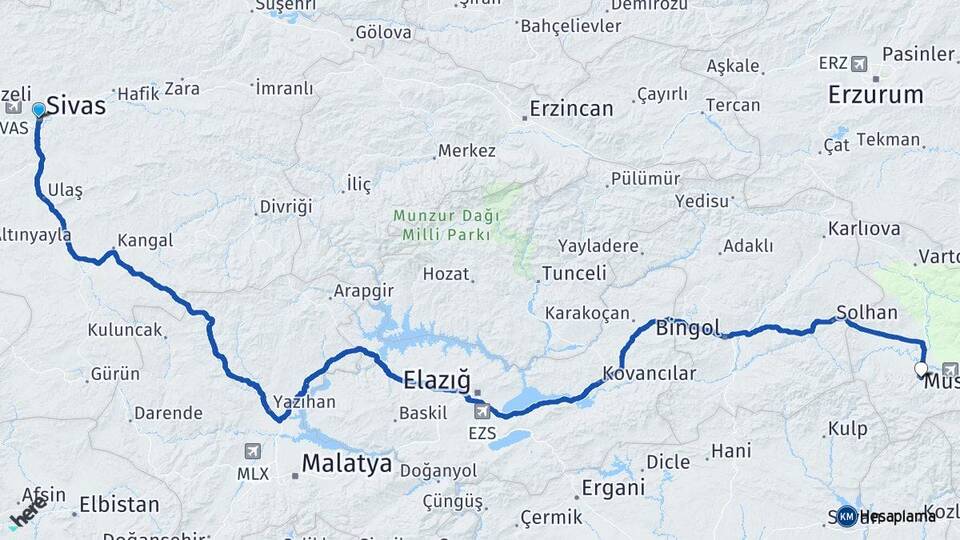 Sivas Yakupoğlan Arası Kaç Km - Yol Haritası