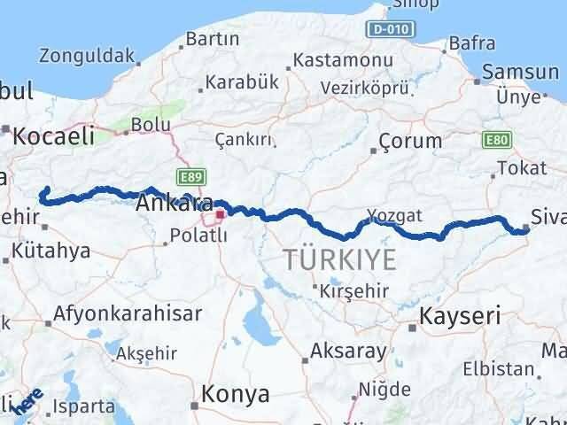 Sivas Yenipazar Bilecik Arası Kaç Km - Yol Haritası