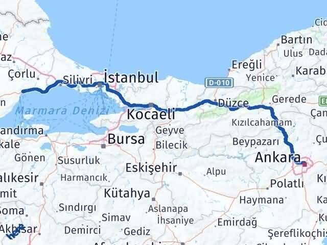 Tekirdağ Altındağ Ankara Arası Kaç Km - Yol Haritası