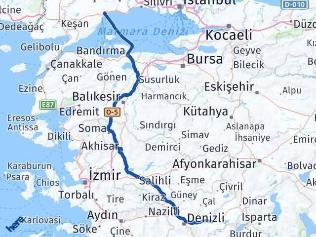 Tekirdağ Bozkurt Denizli Arası Kaç Km - Yol Haritası