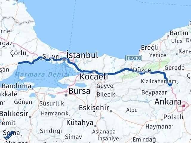 Tekirdağ Çamlıdere Ankara Arası Kaç Km - Yol Haritası