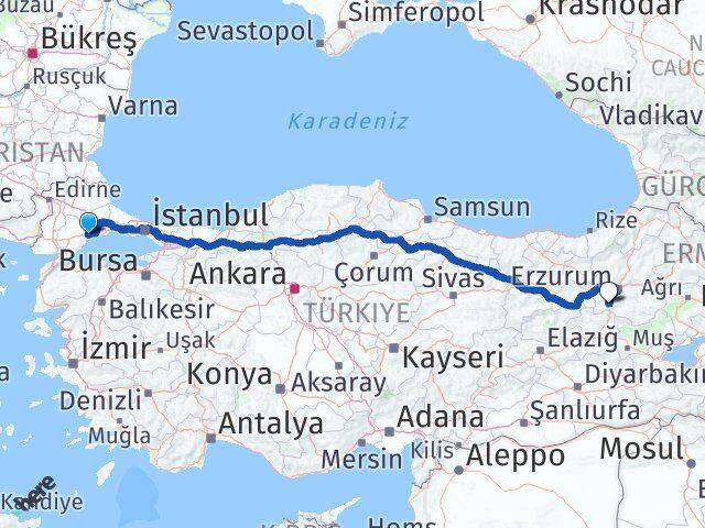 Tekirdağ Çat Erzurum Arası Kaç Km - Yol Haritası