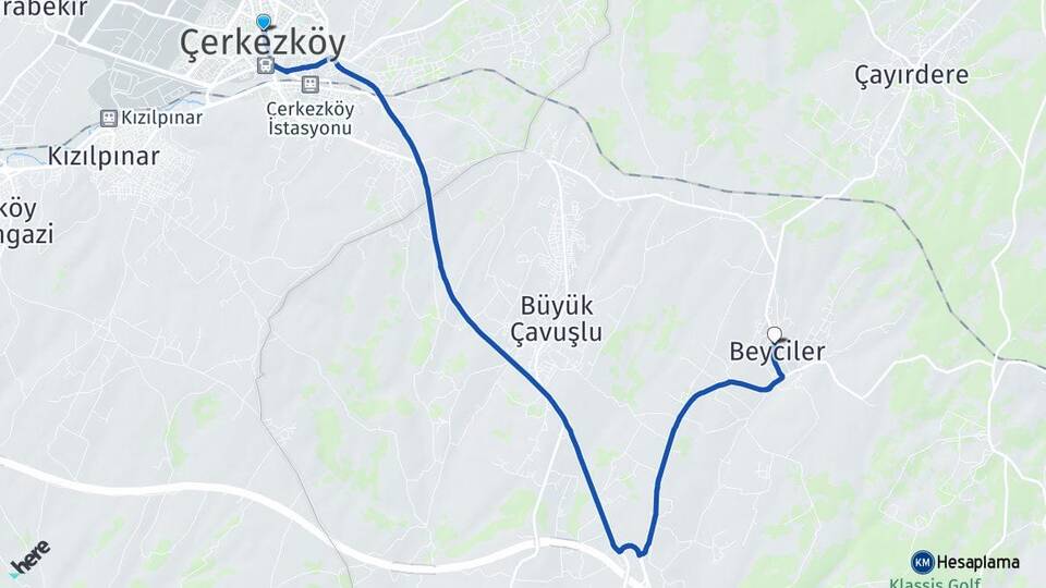 Tekirdağ Çerkezköy Beyciler Silivri İstanbul Arası Kaç Km - Yol Haritası