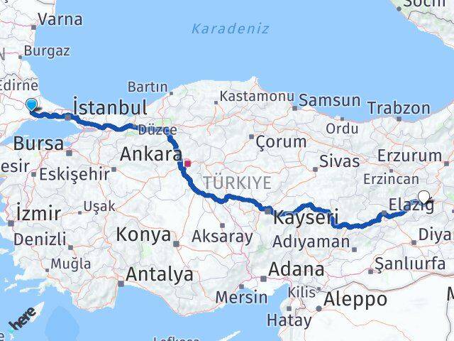 Tekirdağ Çorlu Bingöl Arası Kaç Km - Yol Haritası