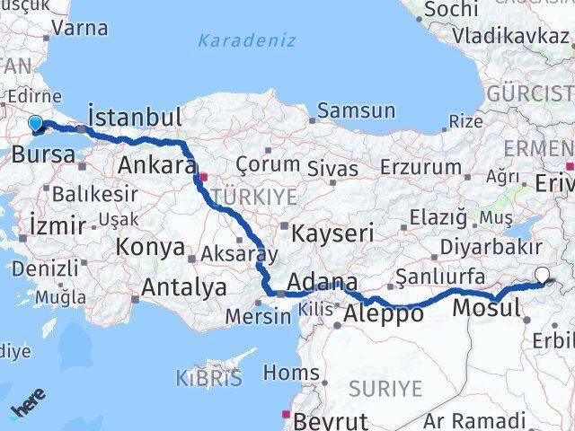 Tekirdağ Çukurca Hakkari Arası Kaç Km - Yol Haritası