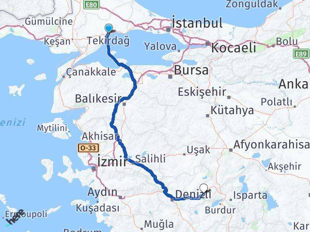 Tekirdağ Dazkırı Afyonkarahisar Arası Kaç Km - Yol Haritası