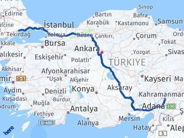 Tekirdağ Dulkadiroğlu Kahramanmaraş Arası Kaç Km - Yol Haritası