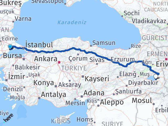 Tekirdağ Edremit Van Arası Kaç Km - Yol Haritası
