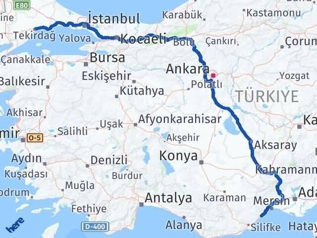 Tekirdağ Erdemli Mersin Arası Kaç Km - Yol Haritası