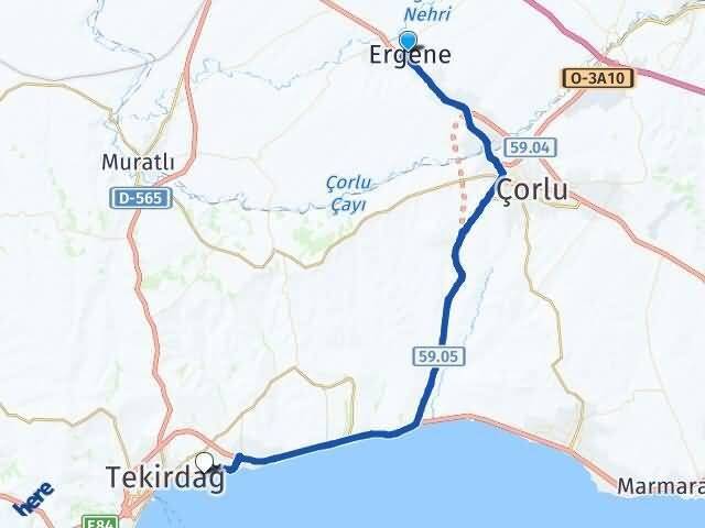 Tekirdağ Ergene Hürriyet Süleymanpaşa Arası Kaç Km - Yol Haritası
