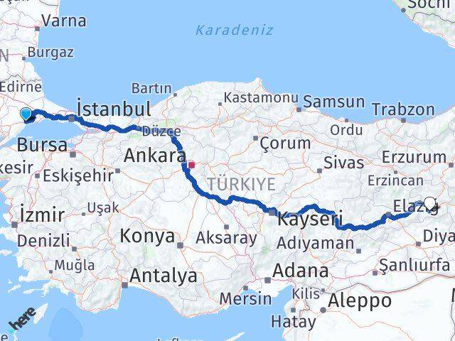 Tekirdağ Genç Bingöl Arası Kaç Km - Yol Haritası