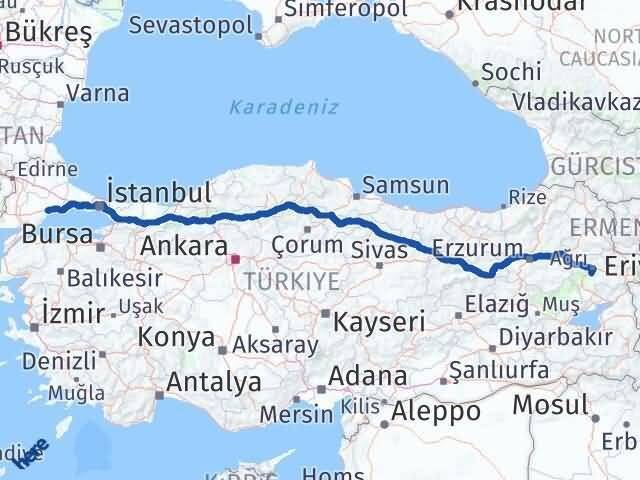 Tekirdağ Hamur Ağrı Arası Kaç Km - Yol Haritası