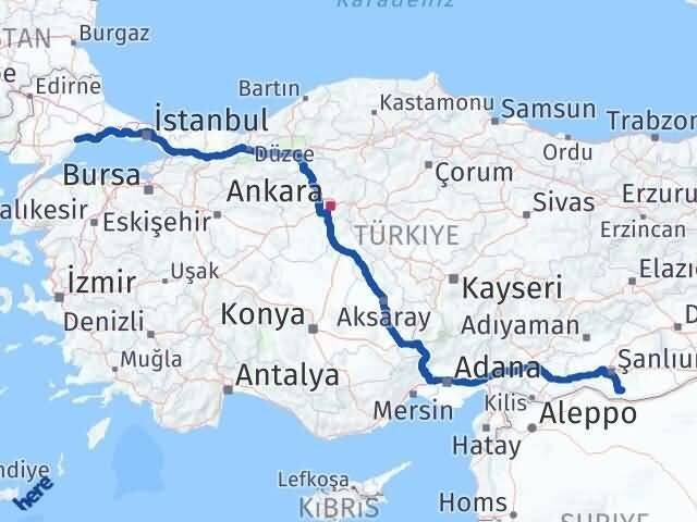 Tekirdağ Harran Şanlıurfa Arası Kaç Km - Yol Haritası