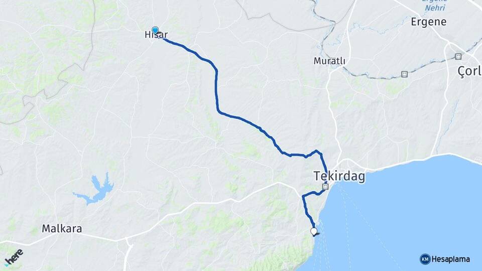 Tekirdağ Hayrabolu Kumbağ Süleymanpaşa Arası Kaç Km - Yol Haritası