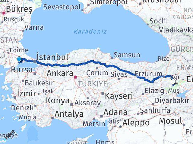 Tekirdağ Karaçoban Erzurum Arası Kaç Km - Yol Haritası