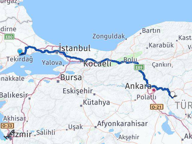 Tekirdağ Keskin Kırıkkale Arası Kaç Km - Yol Haritası
