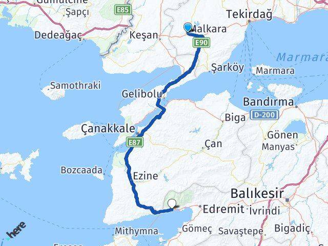 Tekirdağ Malkara Altınoluk Edremit Balıkesir Arası Kaç Km - Yol Haritası