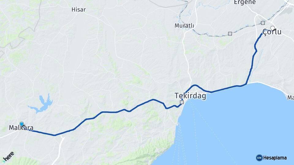Tekirdağ Malkara Çorlu Arası Kaç Km - Yol Haritası
