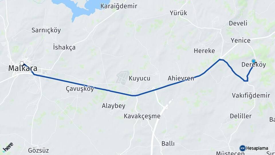 Tekirdağ Malkara Dereköy Malkara Arası Kaç Km - Yol Haritası