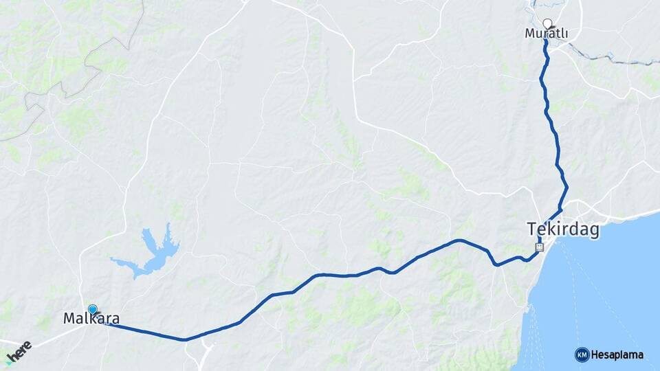 Tekirdağ Malkara Muratlı Arası Kaç Km - Yol Haritası