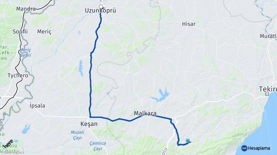 Tekirdağ Malkara Sağlamtaş Uzunköprü Edirne Arası Kaç Km - Yol Haritası
