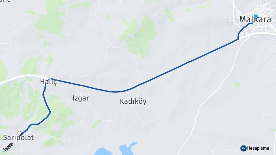 Tekirdağ Malkara Sarıpolat Malkara Arası Kaç Km - Yol Haritası