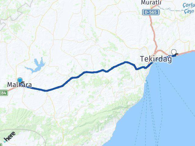 Tekirdağ Malkara Namık Kemal Süleymanpaşa Arası Kaç Km - Yol Haritası