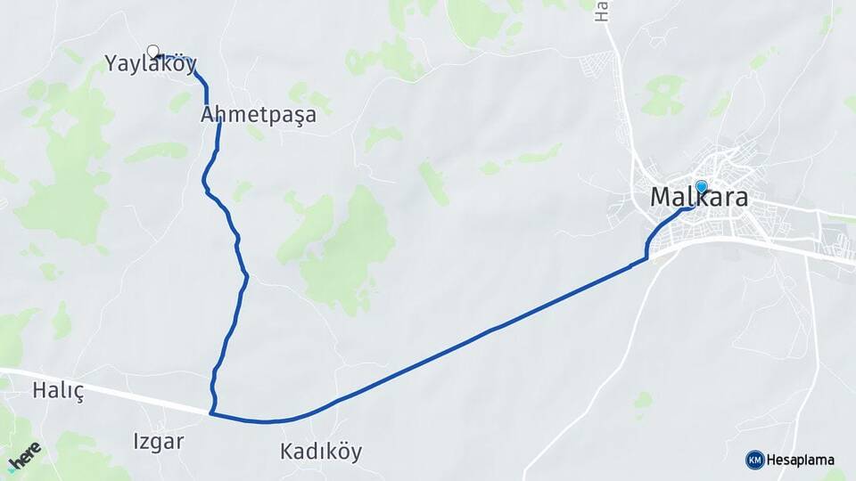 Tekirdağ Malkara Yaylaköy Malkara Arası Kaç Km - Yol Haritası