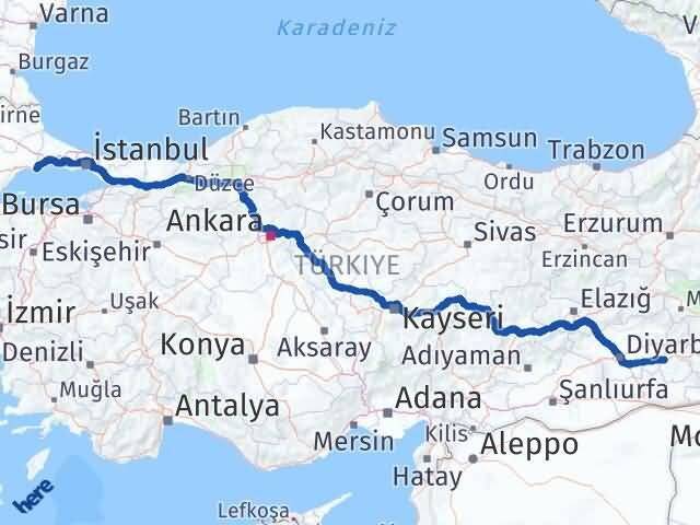 Tekirdağ Marmaraereğlisi Batman Arası Kaç Km - Yol Haritası